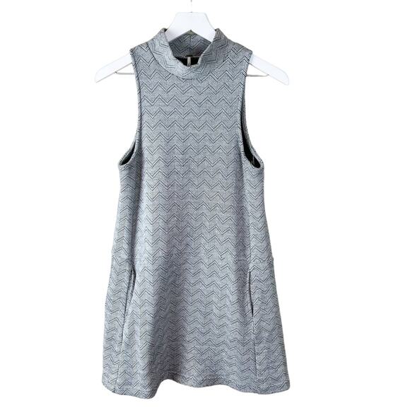 Free People Black and White High Neck Sleeveless Halter Chevron Dress Small - Picture 1 of 7